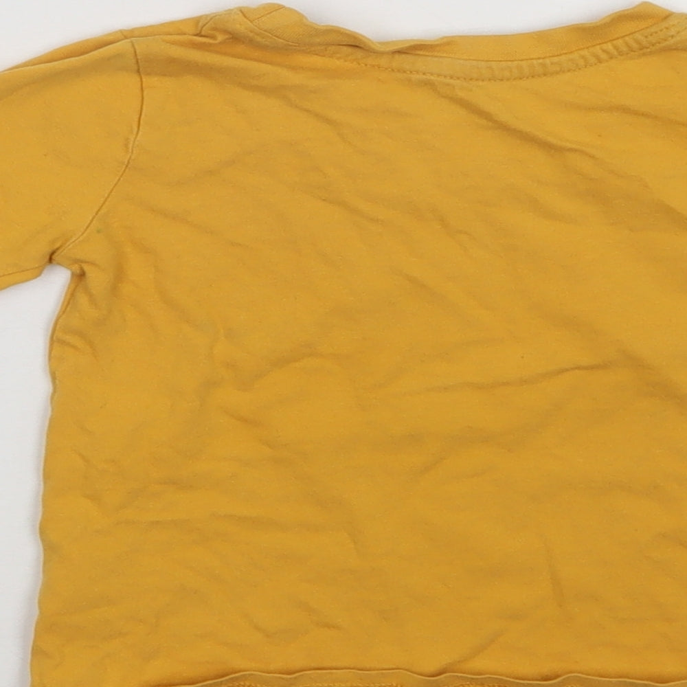 Primark Baby Yellow  Cotton Basic T-Shirt Size 12-18 Months Crew Neck