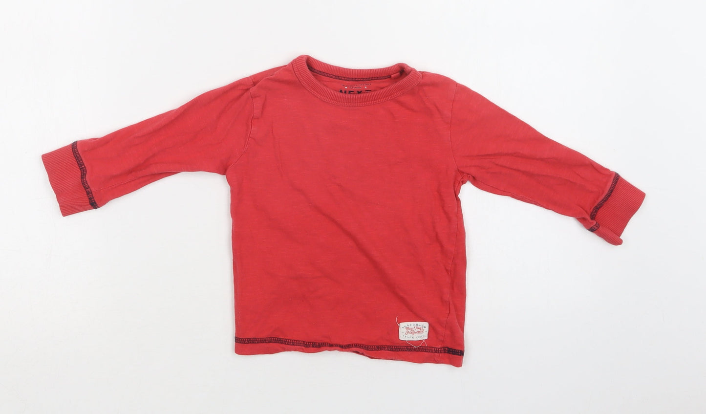 NEXT Baby Red  Cotton Basic T-Shirt Size 12-18 Months Crew Neck