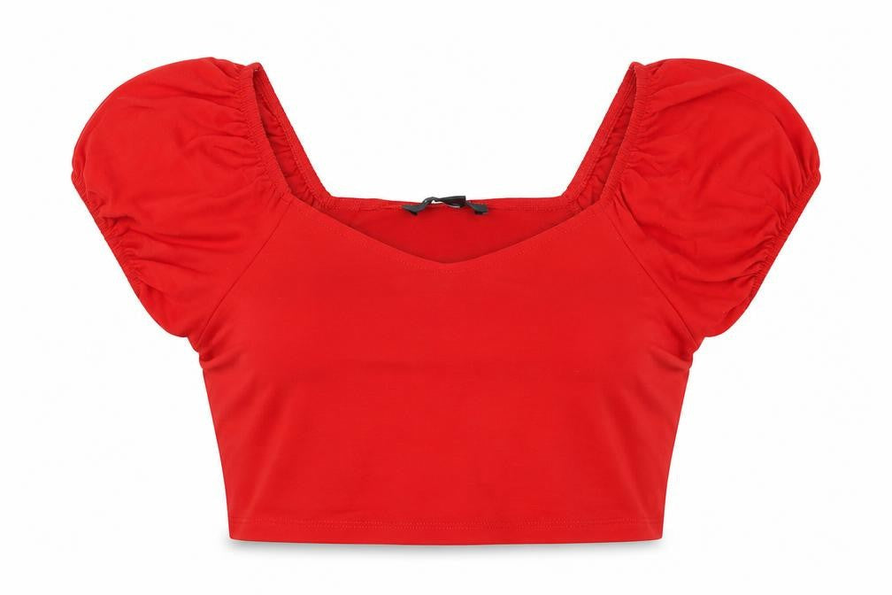 Womens UK Size S Primark Red Cropped Blouse