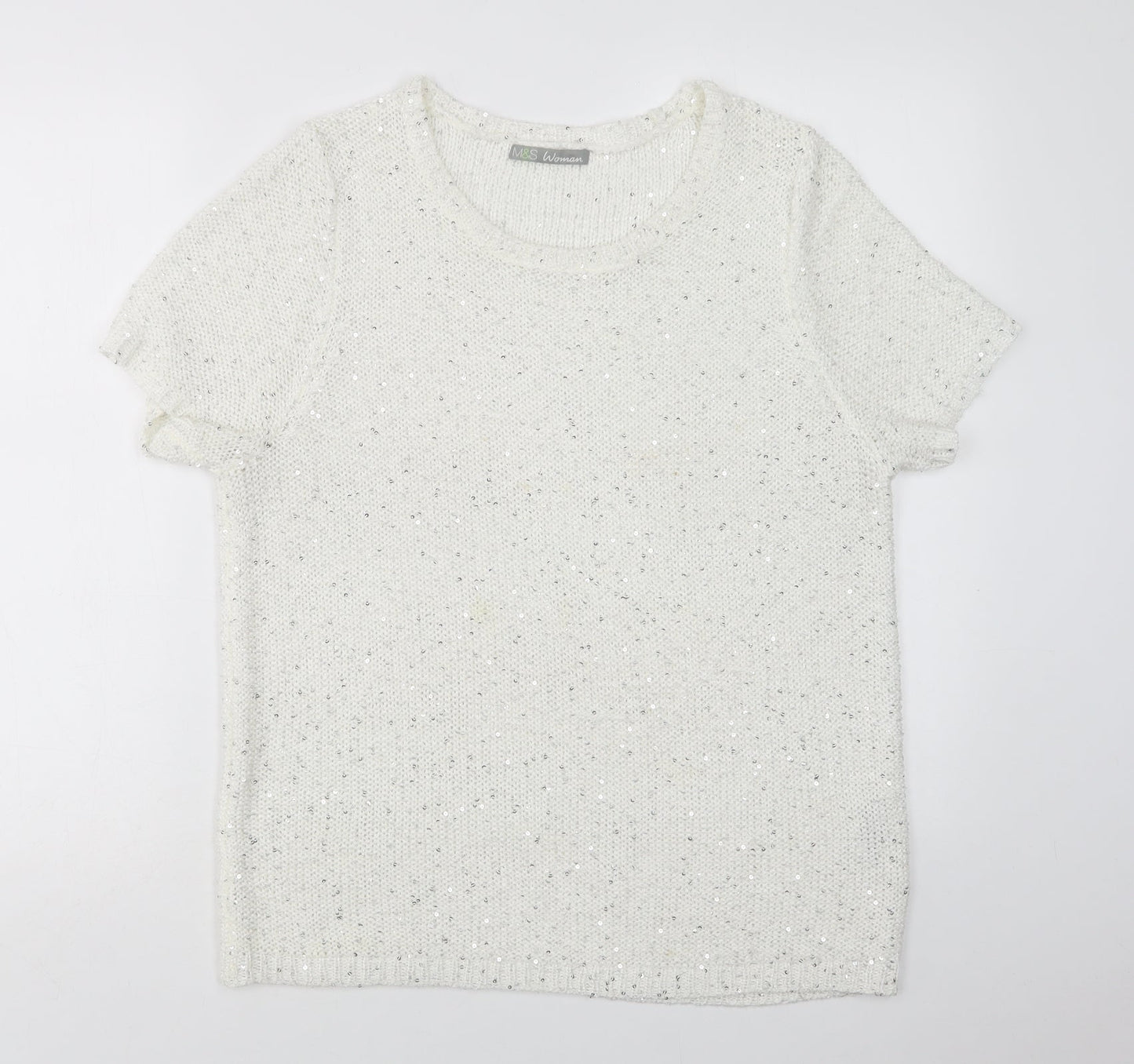 Womens UK Size 8 M&S White Pullover Jumper