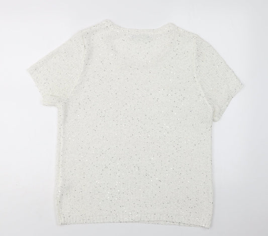 Womens UK Size 8 M&S White Pullover Jumper