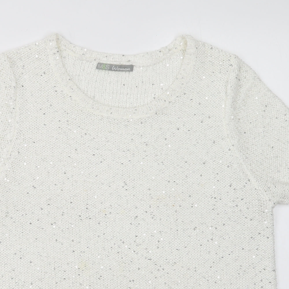 Womens UK Size 8 M&S White Pullover Jumper