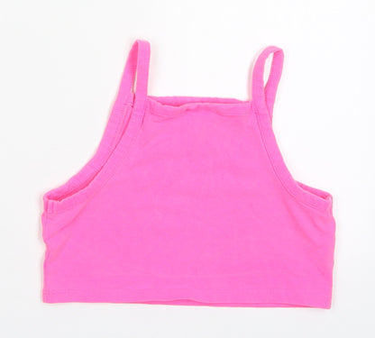 Zara Girls Pink  Cotton Cropped Tank Size 10 Years Square Neck Pullover