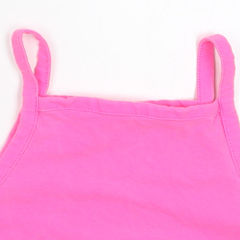Zara Girls Pink  Cotton Cropped Tank Size 10 Years Square Neck Pullover