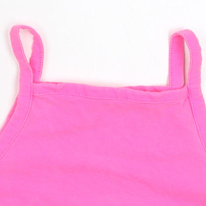 Zara Girls Pink  Cotton Cropped Tank Size 10 Years Square Neck Pullover