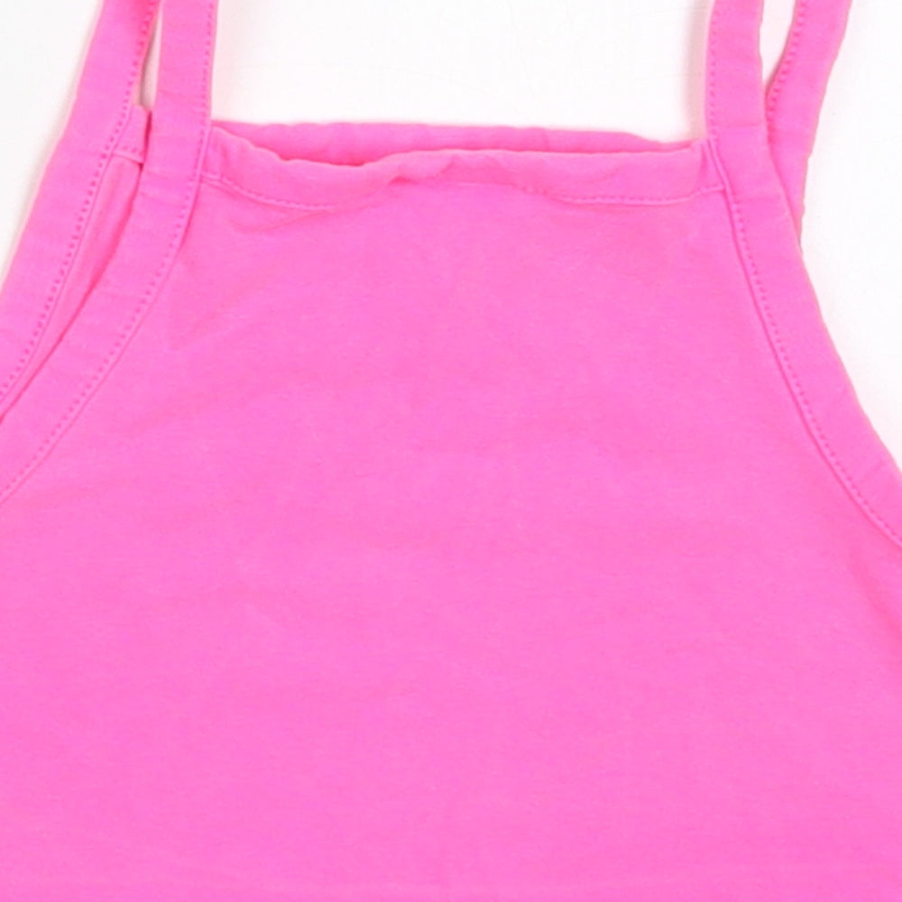Zara Girls Pink  Cotton Cropped Tank Size 10 Years Square Neck Pullover