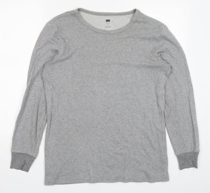 F&F Mens Grey Striped Cotton Pullover Sweatshirt Size L