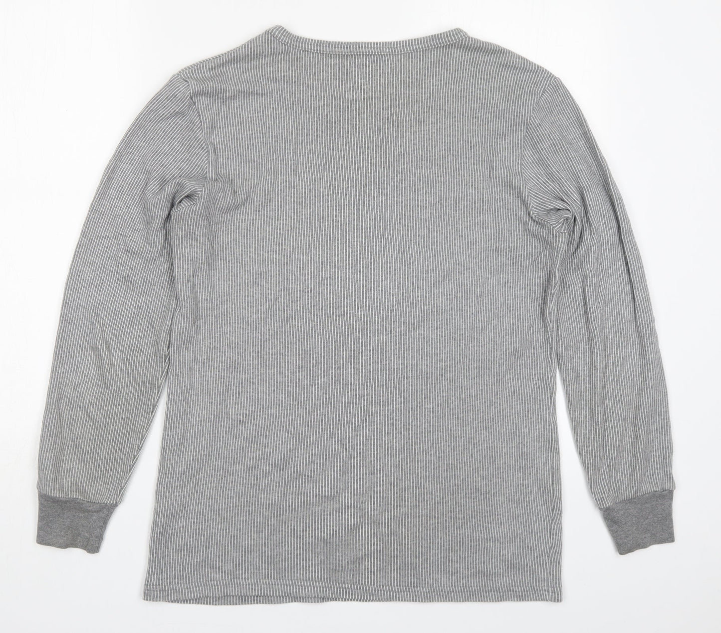 F&F Mens Grey Striped Cotton Pullover Sweatshirt Size L