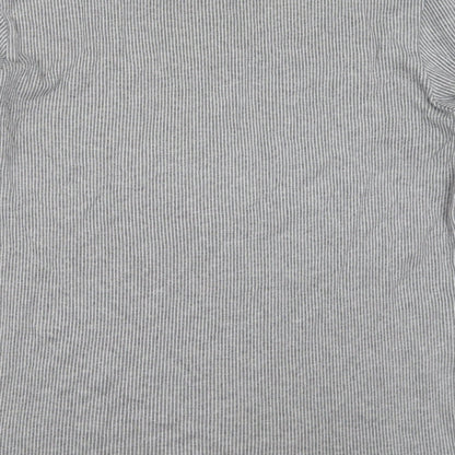 F&F Mens Grey Striped Cotton Pullover Sweatshirt Size L