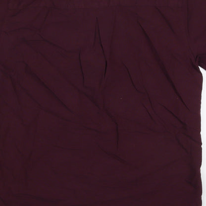 River Island Mens Red  Cotton  Button-Up Size S Collared Button - Burgundy