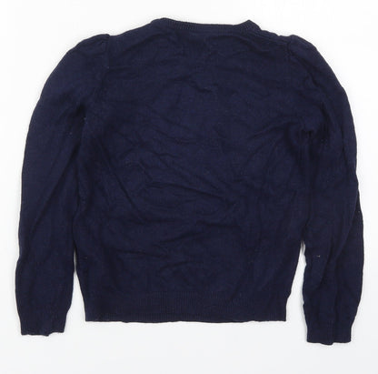 H&M Girls Blue Round Neck  Viscose Pullover Jumper Size 7-8 Years  Pullover - Polar Bear