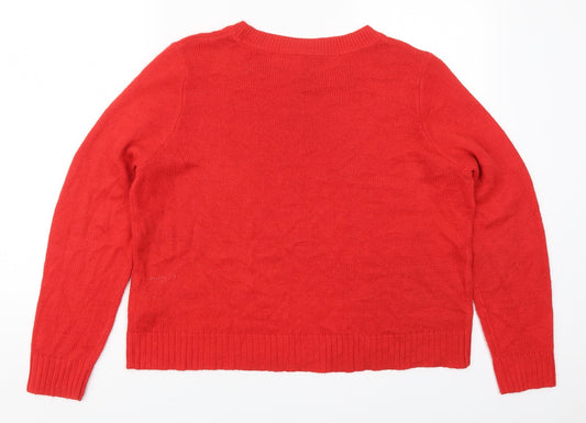 Womens UK Size L H&M Red Pullover Jumper