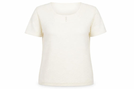 Front view of Bonmarché women’s beige round neck acrylic jumper, size XL