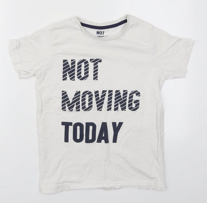 Matalan Boys White  Cotton Basic T-Shirt Size 10-11 Years Crew Neck Pullover - Not Moving Today