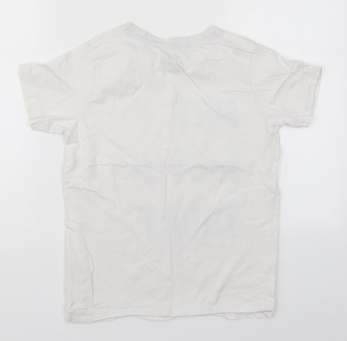 Matalan Boys White  Cotton Basic T-Shirt Size 10-11 Years Crew Neck Pullover - Not Moving Today
