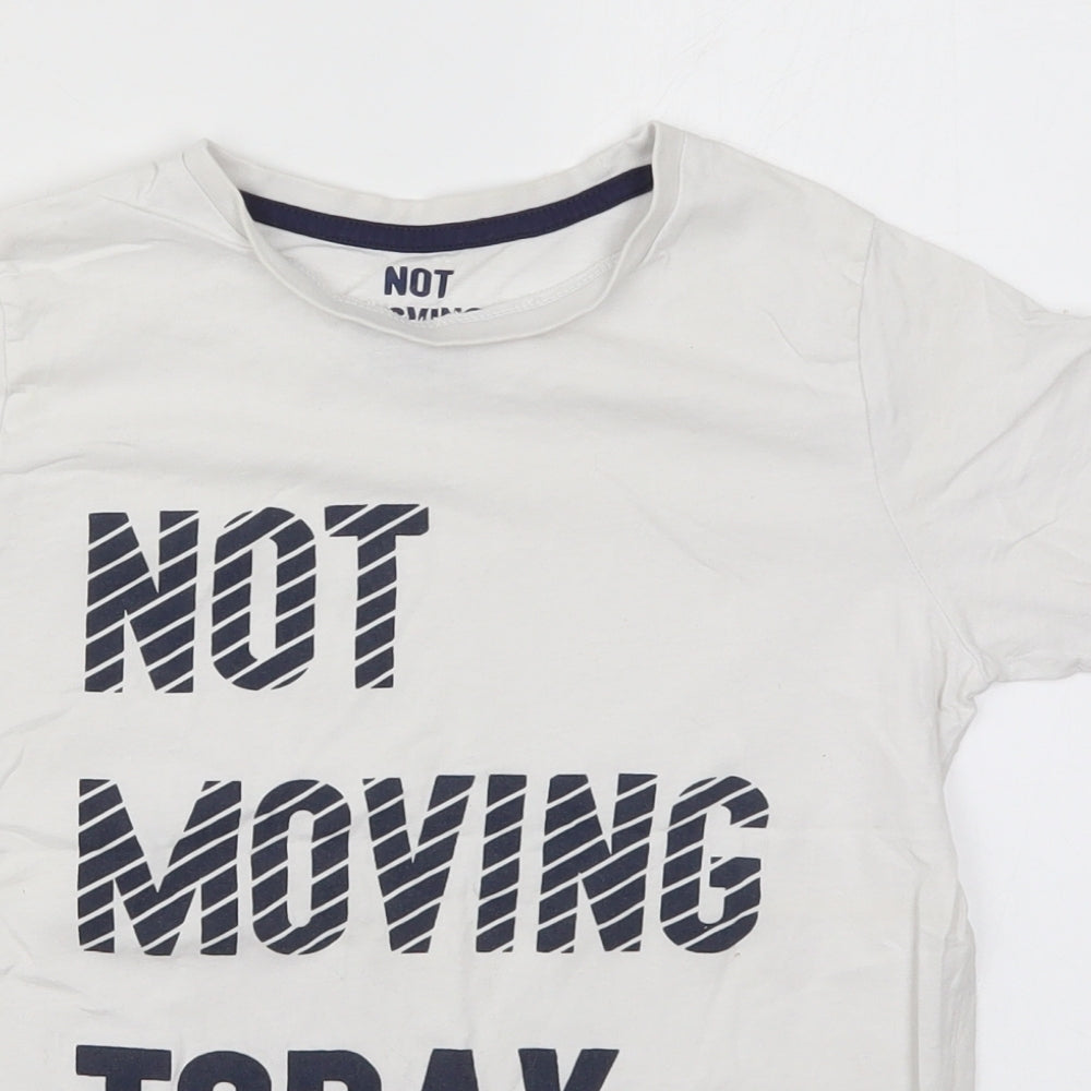 Matalan Boys White  Cotton Basic T-Shirt Size 10-11 Years Crew Neck Pullover - Not Moving Today