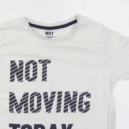 Matalan Boys White  Cotton Basic T-Shirt Size 10-11 Years Crew Neck Pullover - Not Moving Today