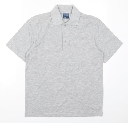 Uneek Mens Grey  Polyester  Polo Size S Collared Pullover