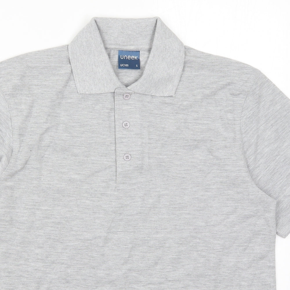 Uneek Mens Grey  Polyester  Polo Size S Collared Pullover