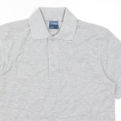 Uneek Mens Grey  Polyester  Polo Size S Collared Pullover