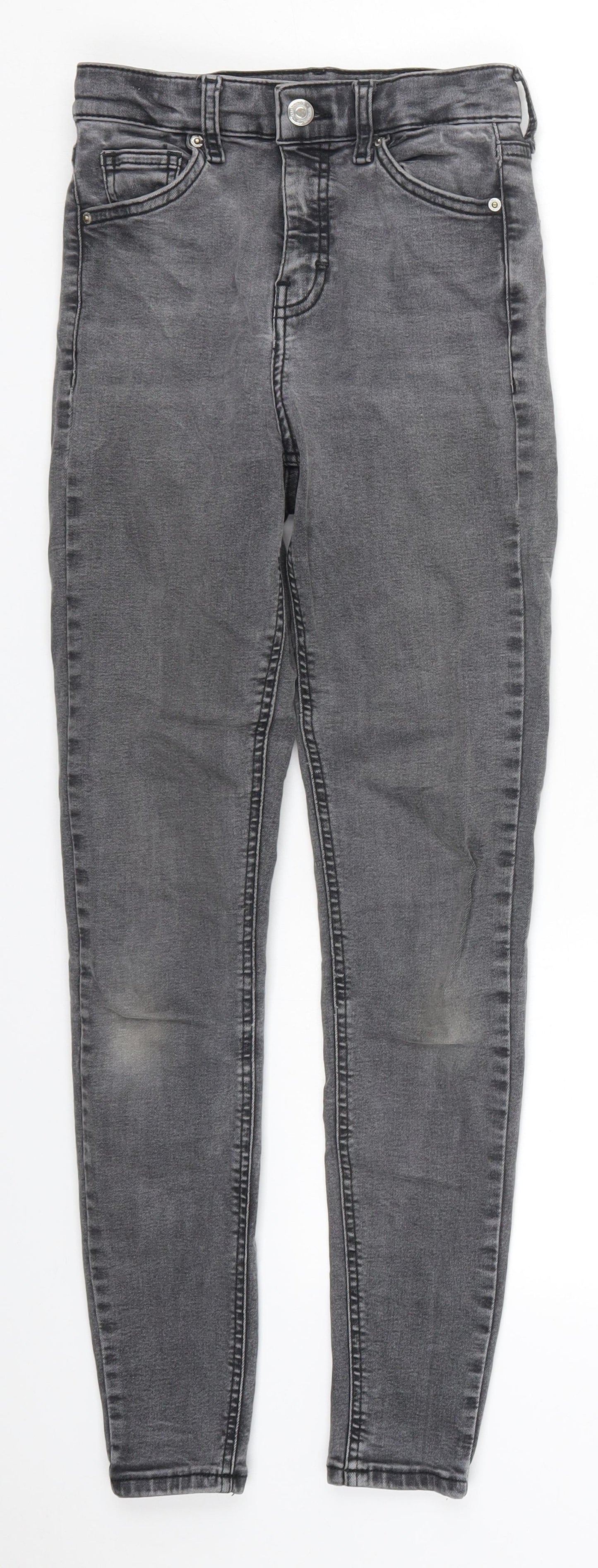 Topshop Womens Grey  Cotton Skinny Jeans Size 25 in L28 in Regular Button