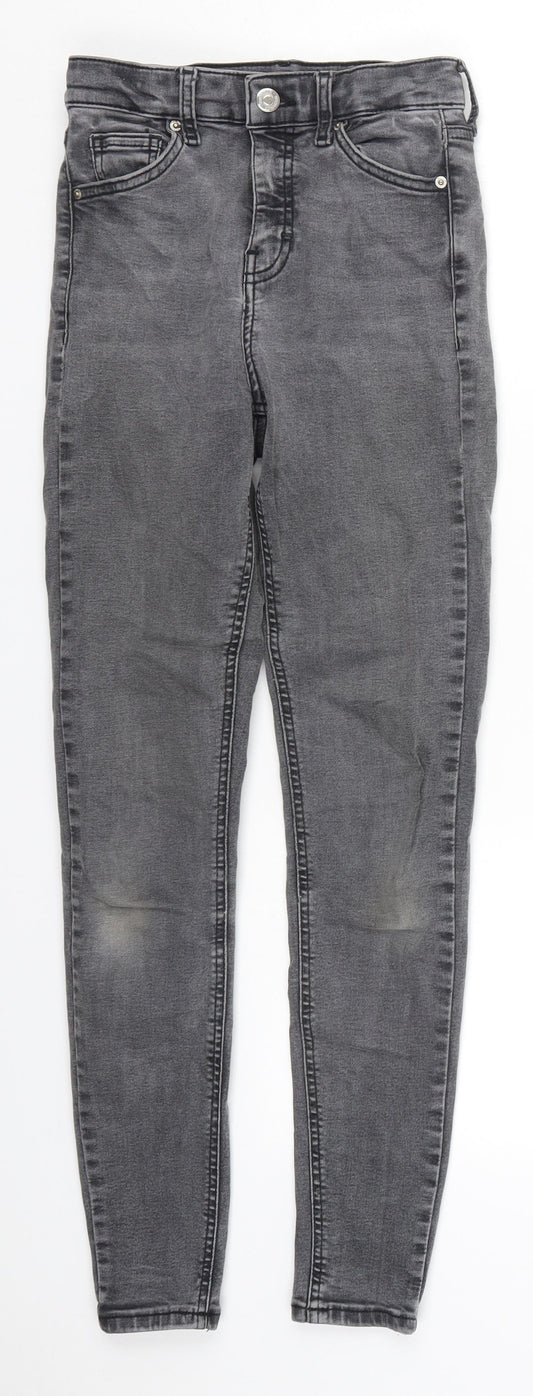 Topshop Womens Grey  Cotton Skinny Jeans Size 25 in L28 in Regular Button