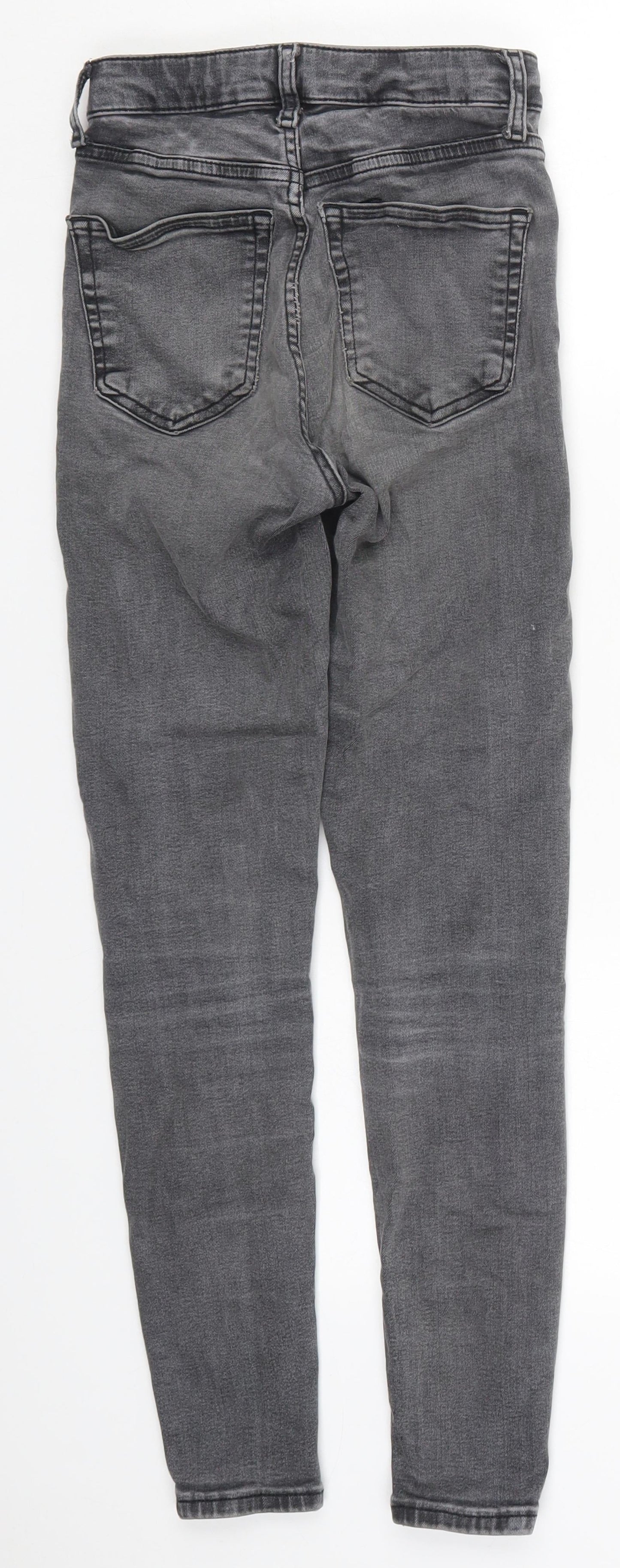 Topshop Womens Grey  Cotton Skinny Jeans Size 25 in L28 in Regular Button