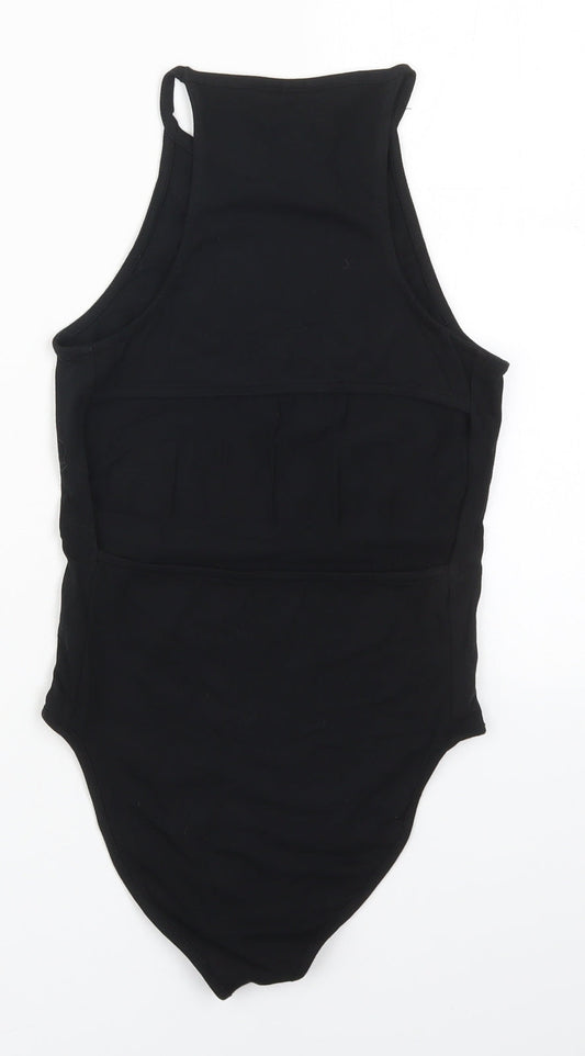 Topshop Womens Black  Cotton Bodysuit One-Piece Size 6  Button - Welcome to Paradise