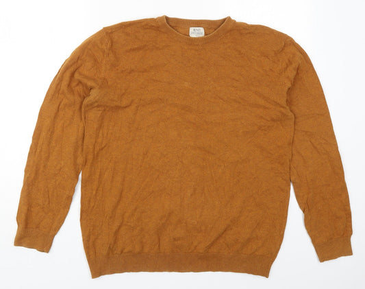 Matalan Mens Brown Round Neck  Cotton Pullover Jumper Size L