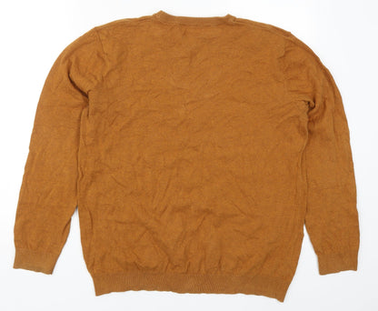 Matalan Mens Brown Round Neck  Cotton Pullover Jumper Size L