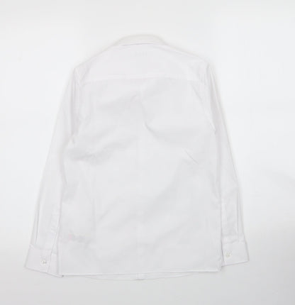 M&S Girls White  Cotton Basic Button-Up Size 10-11 Years Collared Button