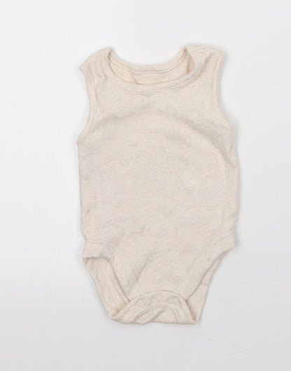 George Baby Beige  Cotton Babygrow One-Piece Size 3-6 Months  Snap