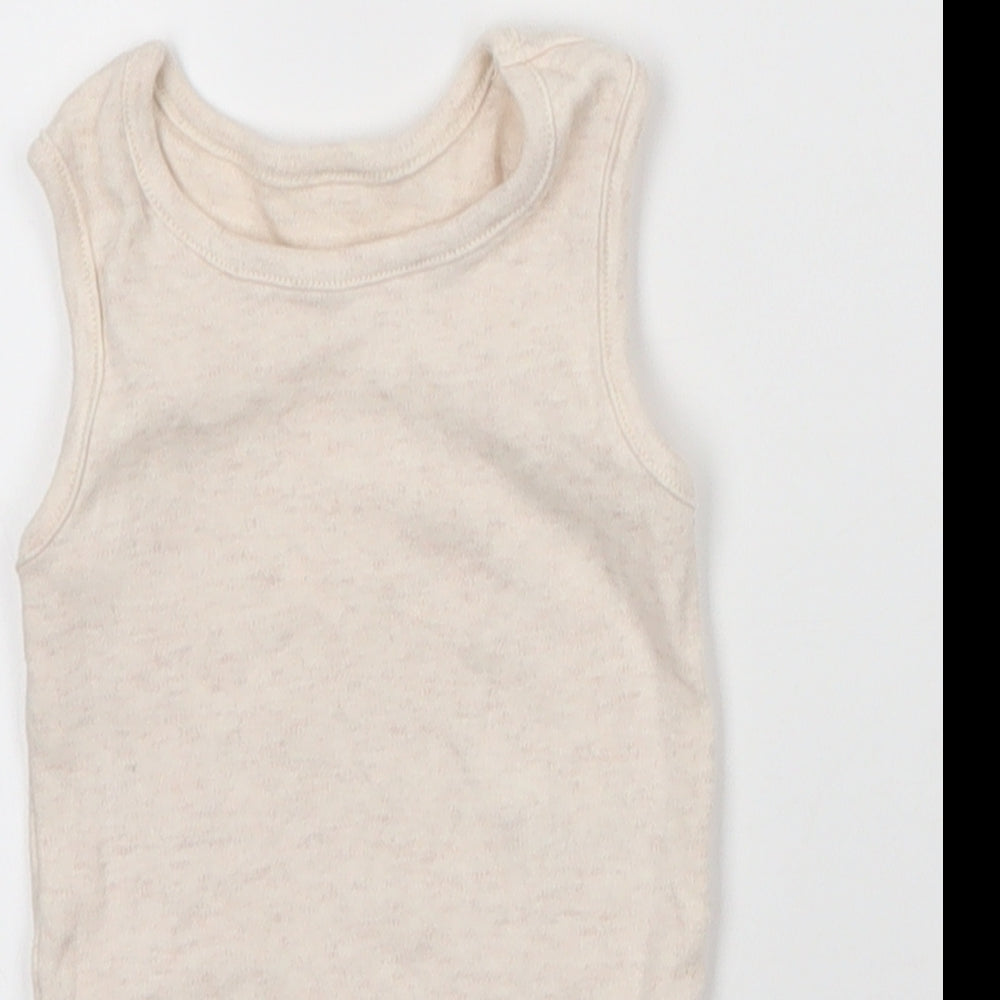 George Baby Beige  Cotton Babygrow One-Piece Size 3-6 Months  Snap