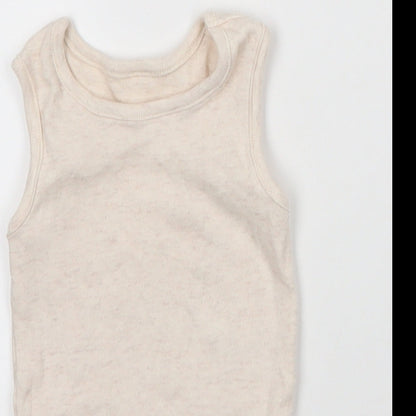 George Baby Beige  Cotton Babygrow One-Piece Size 3-6 Months  Snap
