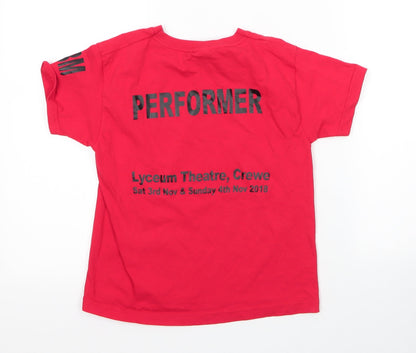 Fruit of the Loom Boys Red  Cotton Basic T-Shirt Size 5-6 Years Round Neck