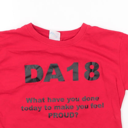 Fruit of the Loom Boys Red  Cotton Basic T-Shirt Size 5-6 Years Round Neck