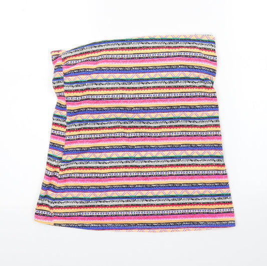 Matalan Womens Orange Geometric Cotton Basic Tank Size 14 Off the Shoulder