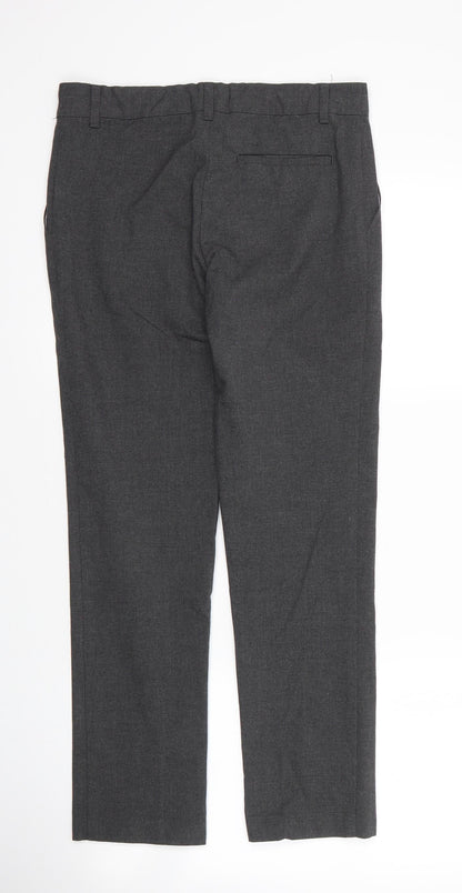 M&S Girls Grey  Viscose Carpenter Trousers Size 11 Years L26 in Regular Zip