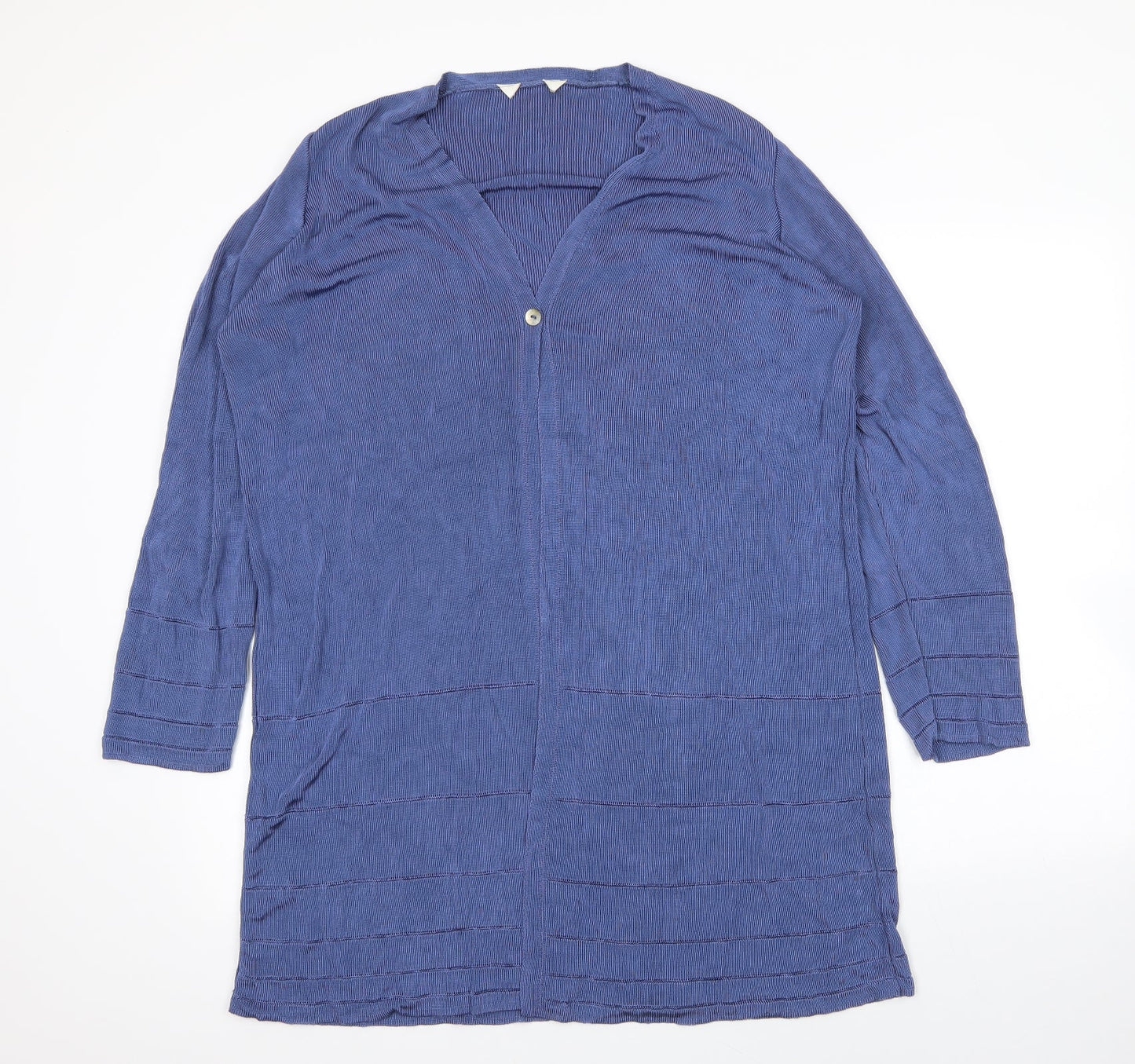 Preworn Womens Blue V-Neck  Viscose Cardigan Jumper Size XL