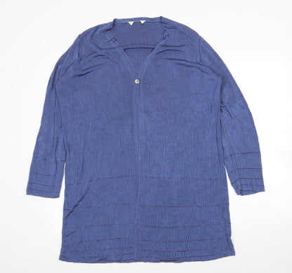 Preworn Womens Blue V-Neck  Viscose Cardigan Jumper Size XL