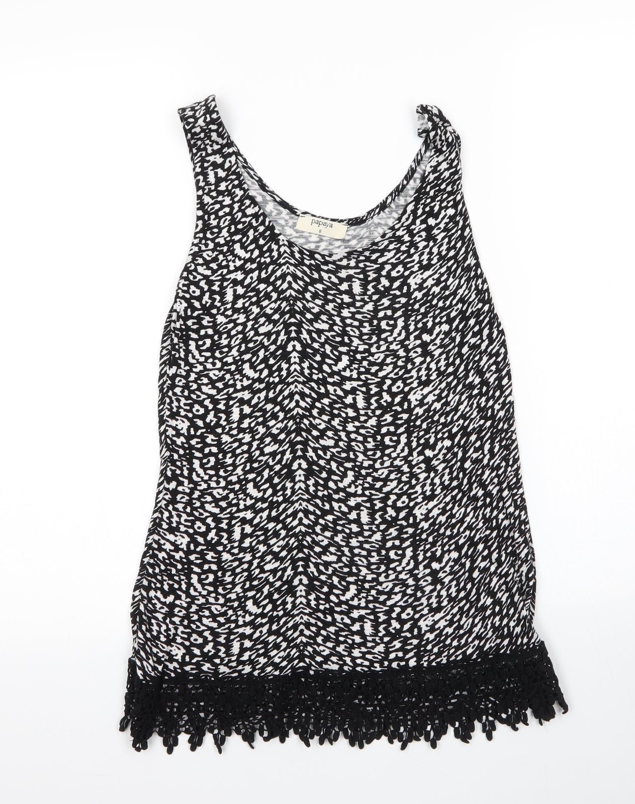 Papaya Womens Black  Viscose Basic Tank Size 8 Scoop Neck