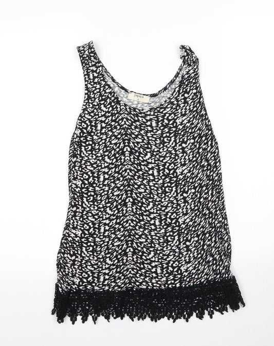 Papaya Womens Black  Viscose Basic Tank Size 8 Scoop Neck