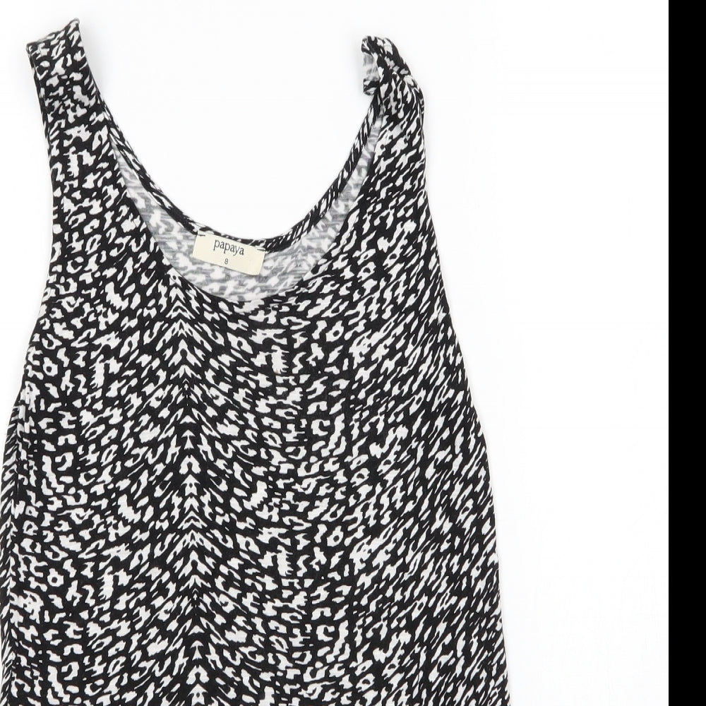 Papaya Womens Black  Viscose Basic Tank Size 8 Scoop Neck
