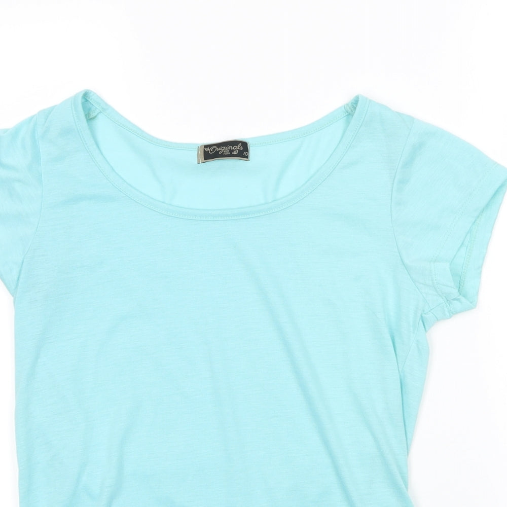 Originals Womens Blue  Viscose Basic T-Shirt Size 10 Round Neck