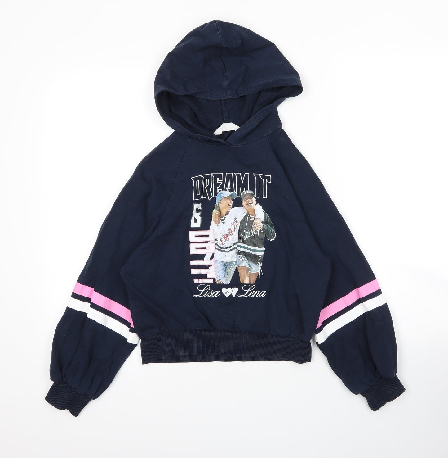 H&M Girls Blue  Cotton Pullover Hoodie Size 9 Years