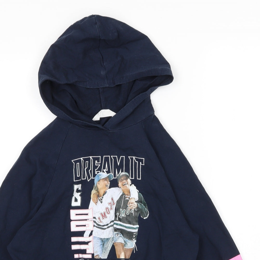 H&M Girls Blue  Cotton Pullover Hoodie Size 9 Years