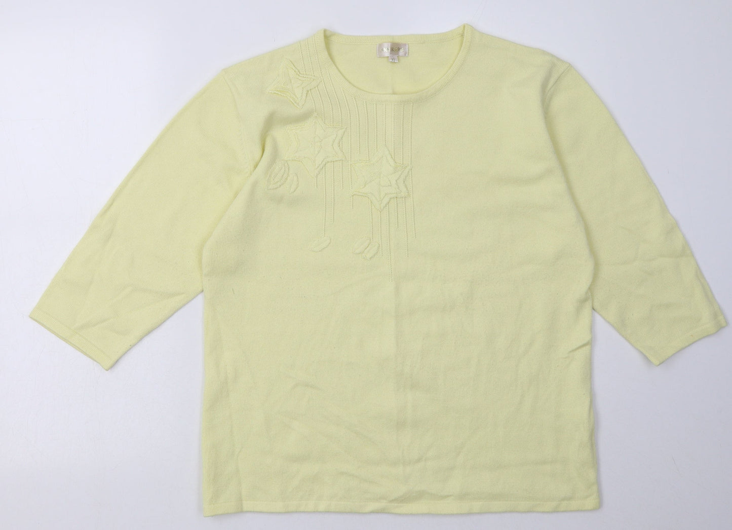 ann marie Womens Yellow  Acrylic Pullover Sweatshirt Size XL  Pullover