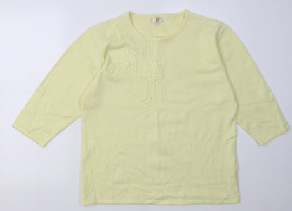 ann marie Womens Yellow  Acrylic Pullover Sweatshirt Size XL  Pullover