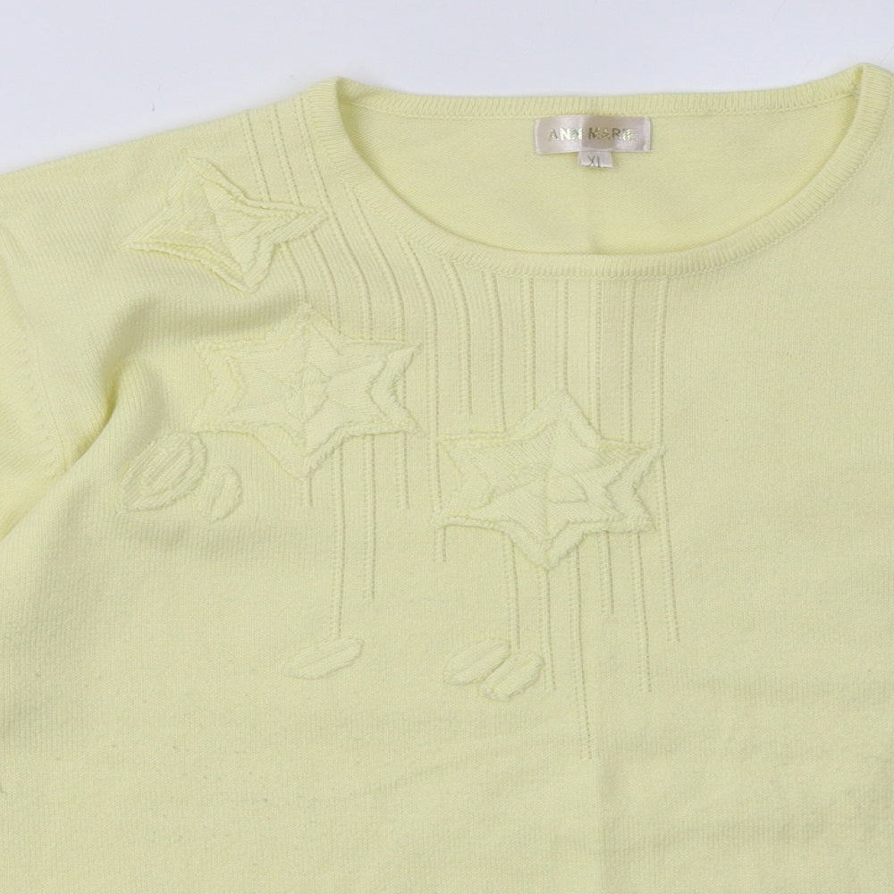 ann marie Womens Yellow  Acrylic Pullover Sweatshirt Size XL  Pullover