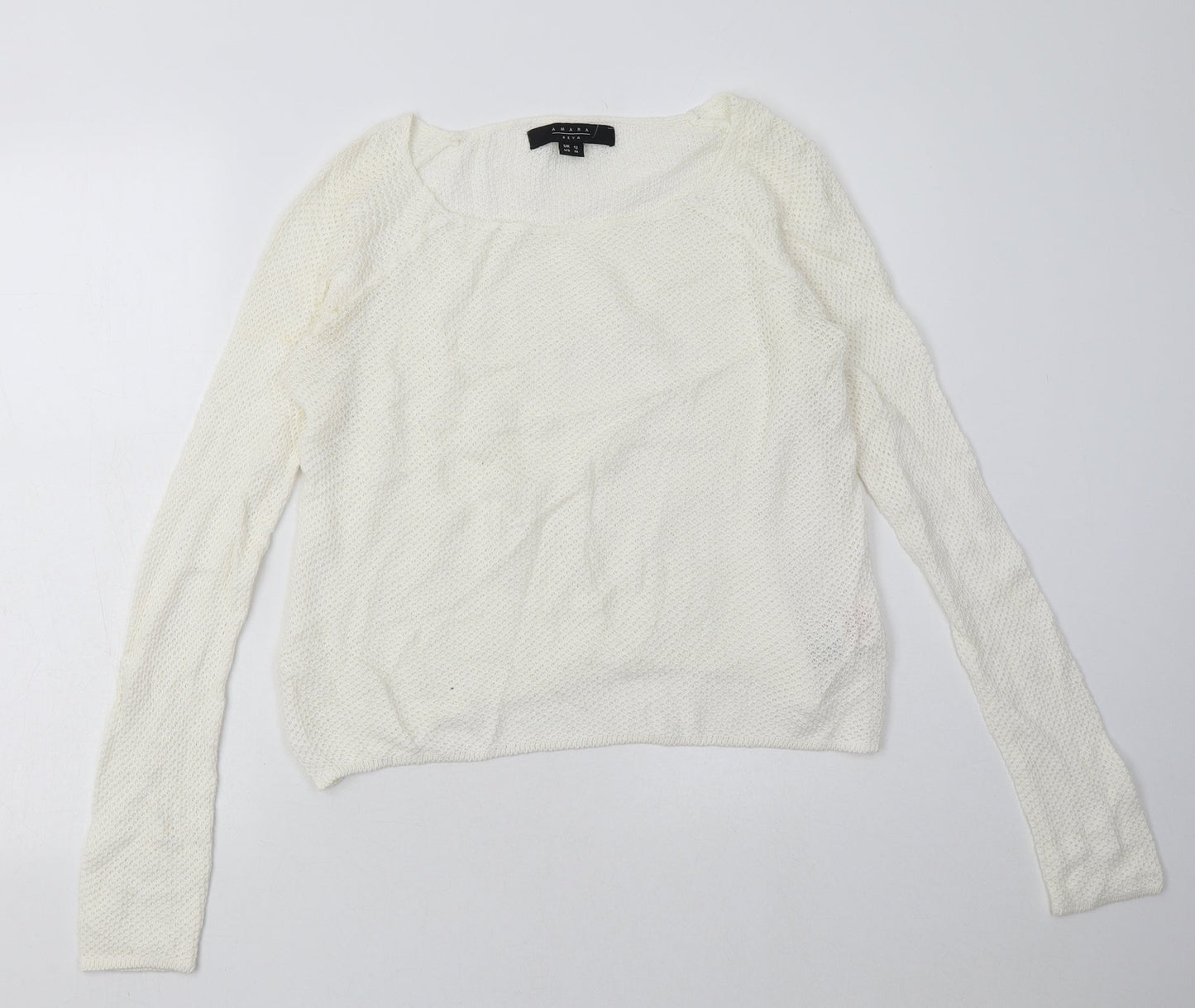 amara Womens White  Cotton Pullover Sweatshirt Size 12  Pullover
